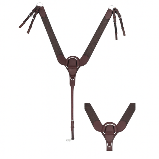 Pechera Western de Cuero de Grano Completo Grabada a Mano