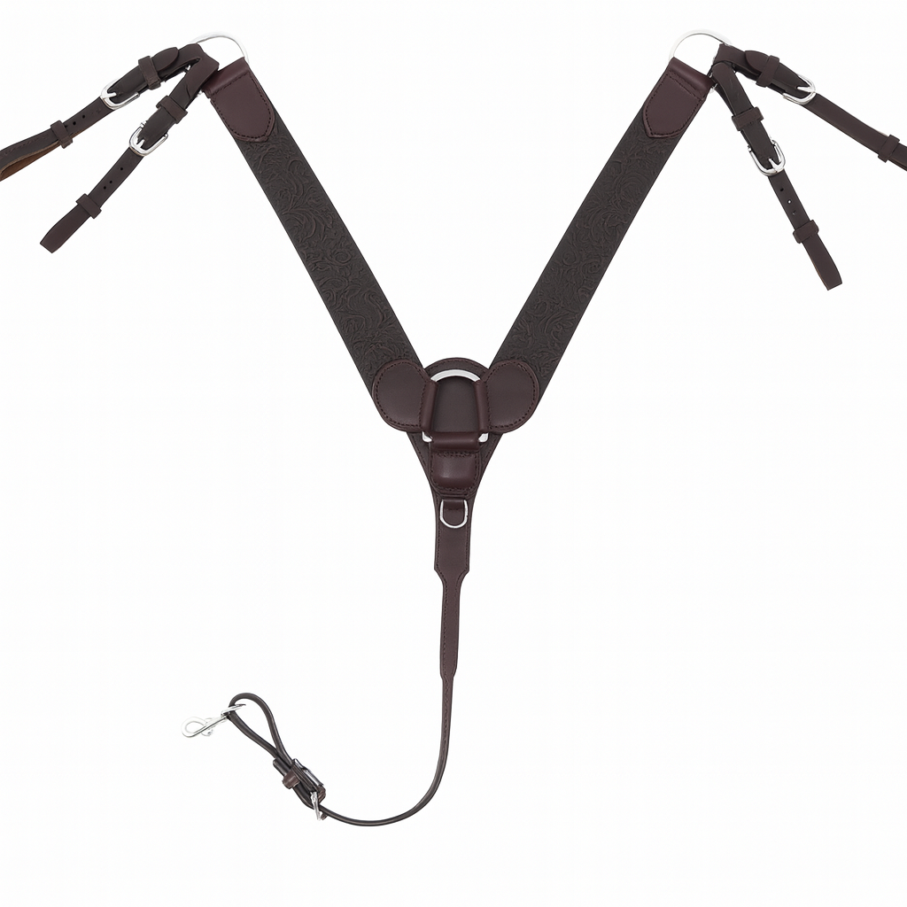 Pechera Western de Cuero de Grano Completo Grabada a Mano