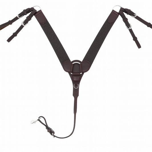 Pechera Western de Cuero de Grano Completo Grabada a Mano