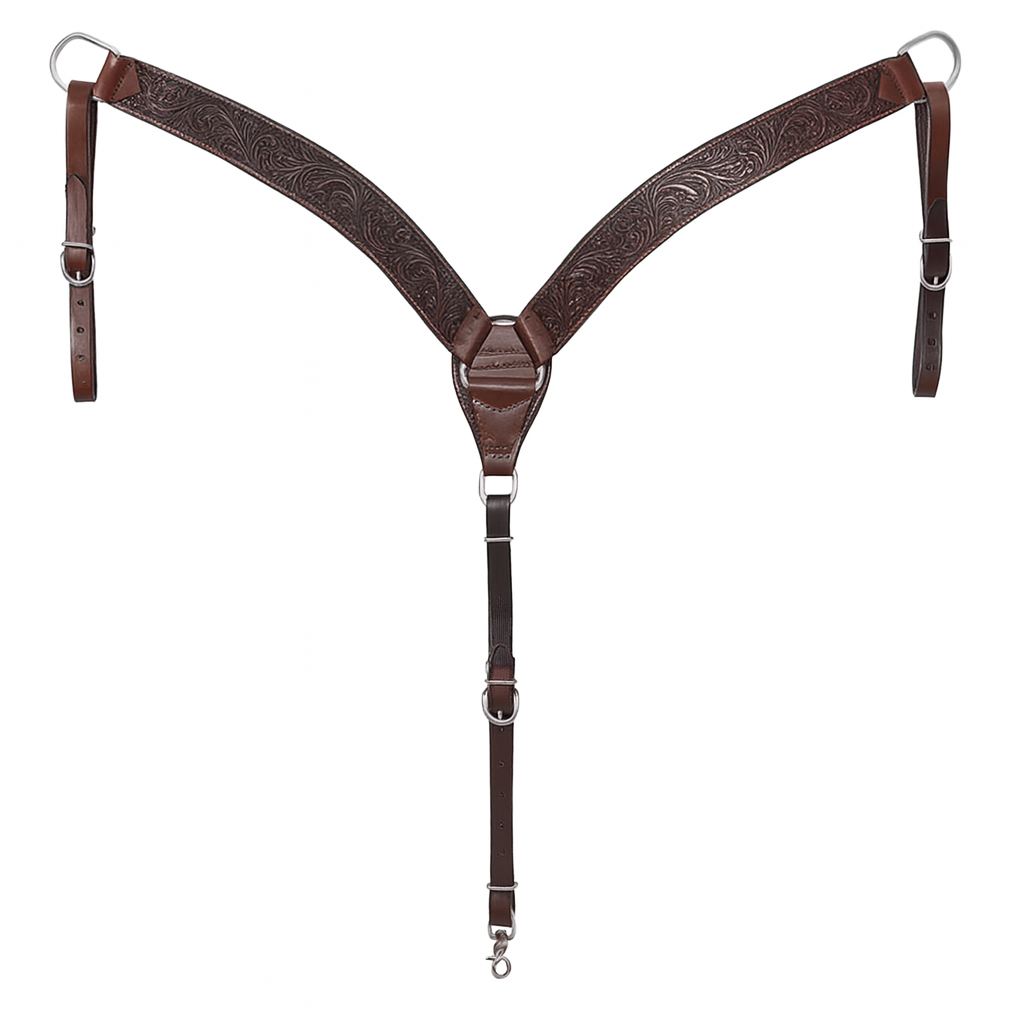 Pechera Western de Cuero Grabado con Diseño Floral