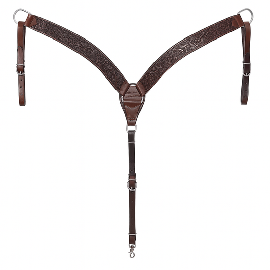 Pechera Western de Cuero Grabado con Diseño Floral