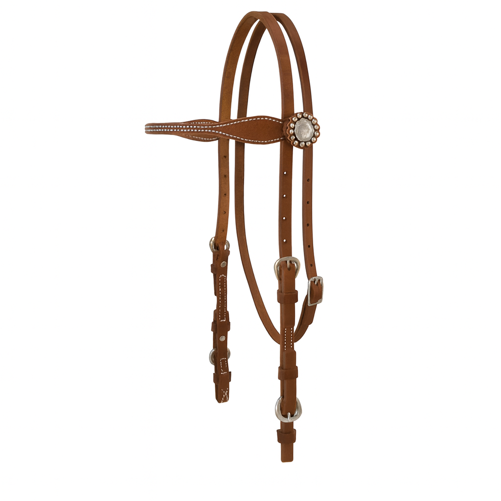 Cabezada de Cuero Western con Conchos Florales Estilo Weaver