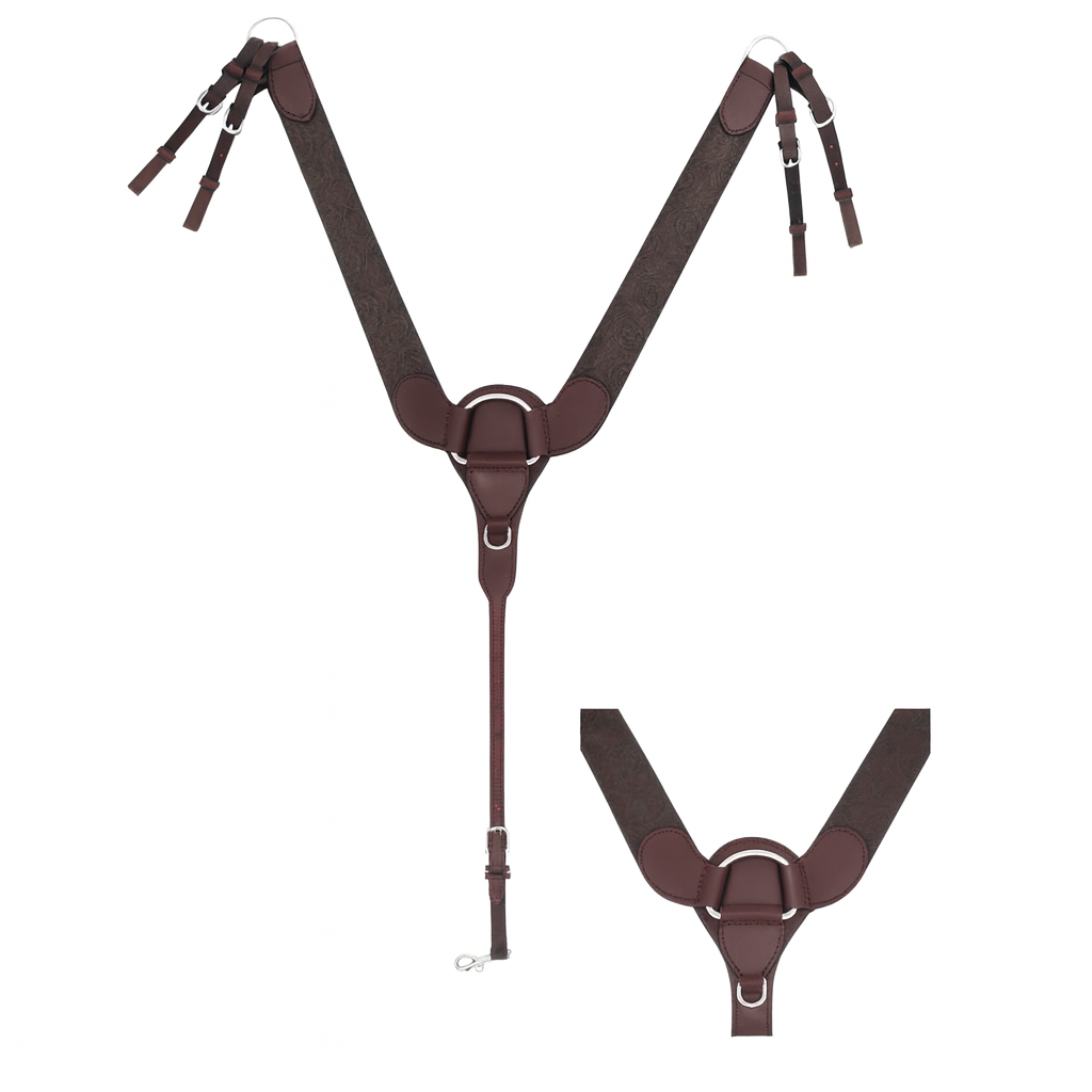 Pechera Western de Cuero de Grano Completo Grabada a Mano