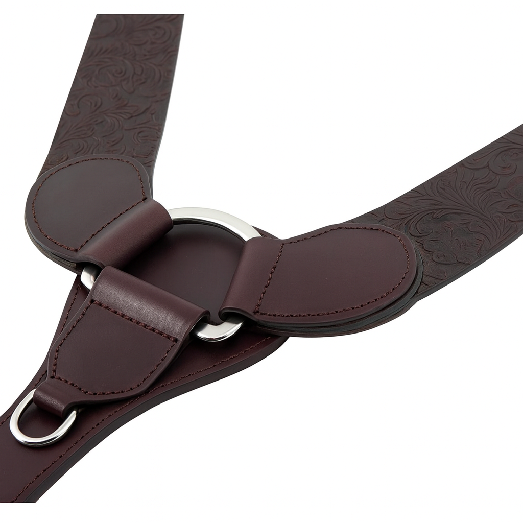 Pechera Western de Cuero de Grano Completo Grabada a Mano