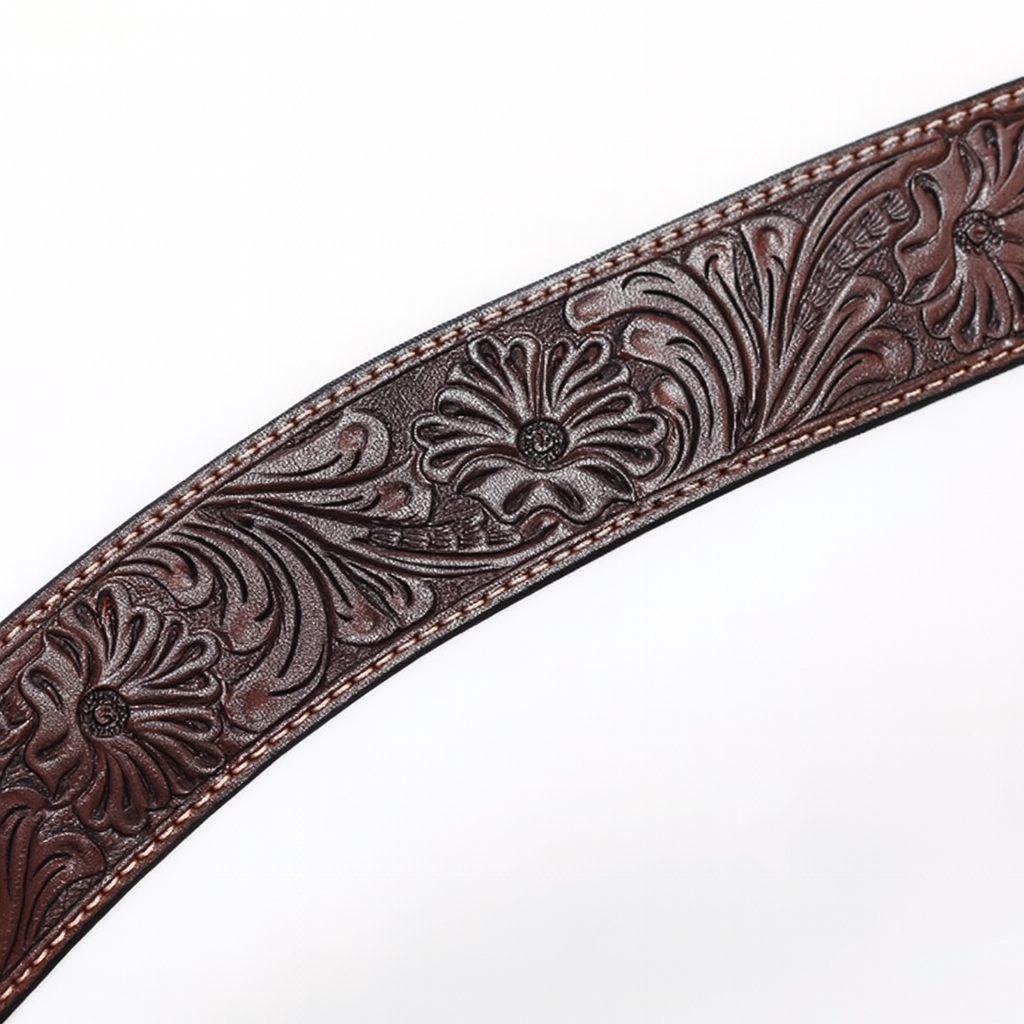 Pechera Western de Cuero Grabado con Diseño Floral