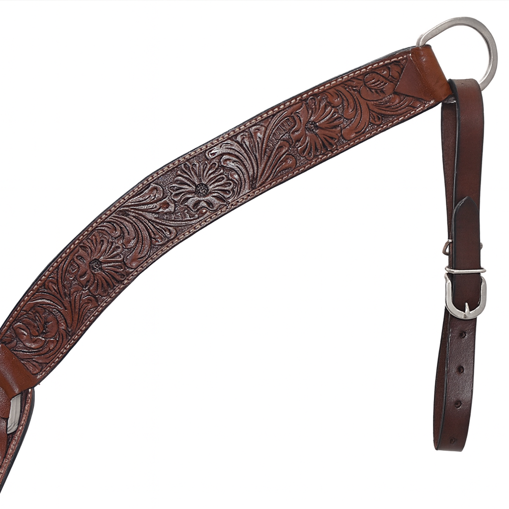 Pechera Western de Cuero Grabado con Diseño Floral